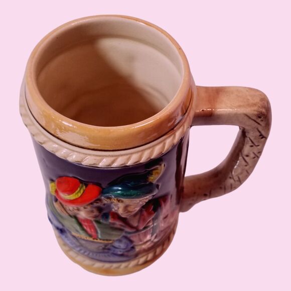 Vintage KMP Ceramic Beer Stein German Man Woman Countryside Castle Breweriana - Picture 2 of 5